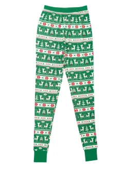 Adult Lounge Set, Vintage Deer Fair Isle Jolly Green