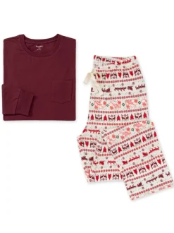 Adult Men's Pocket Tee Pajama Set, Seasons Greetings Fair Isle