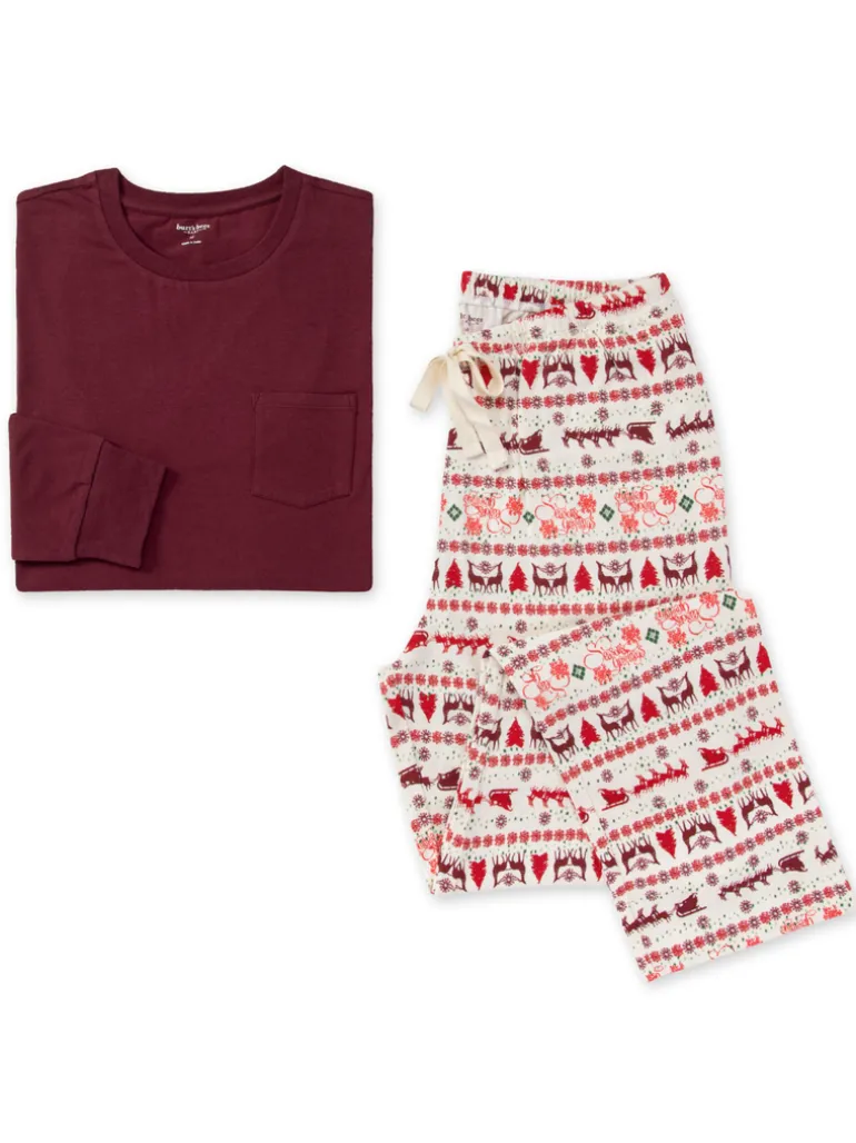 Adult Men's Pocket Tee Pajama Set, Seasons Greetings Fair Isle