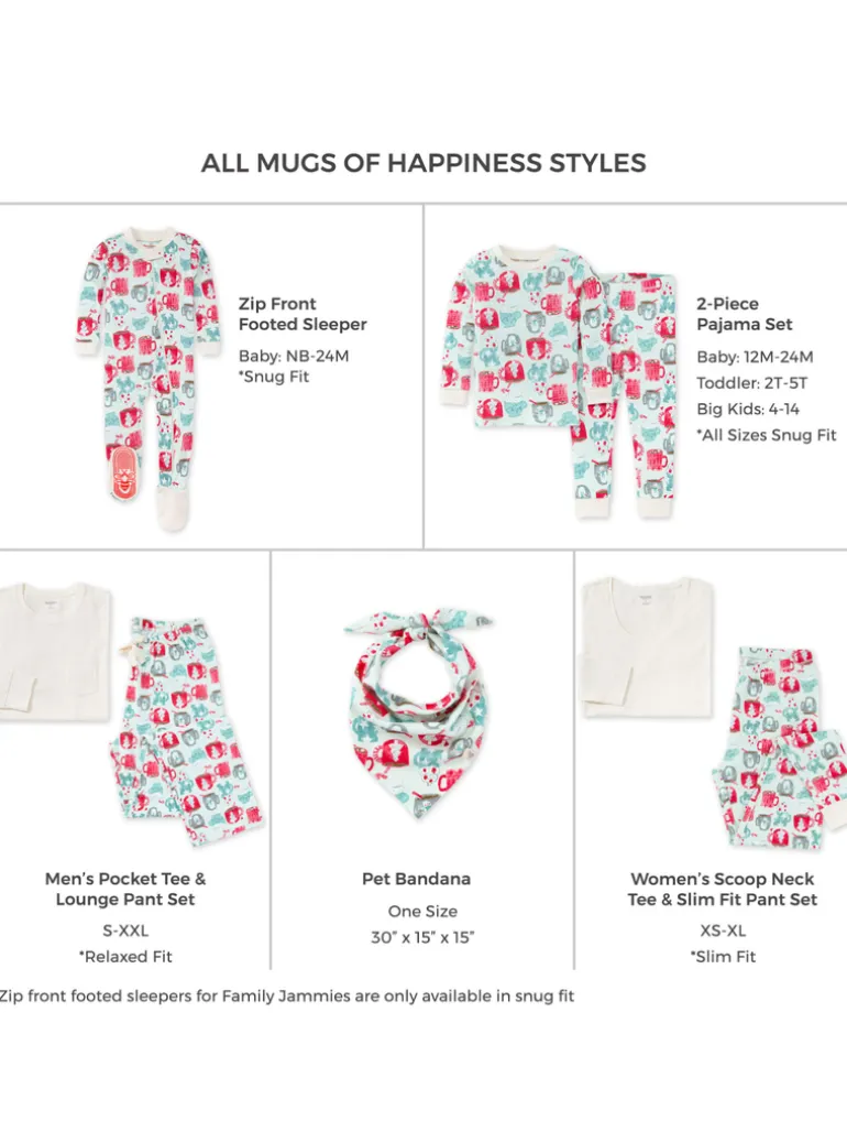 Adult Men's Pocket Tee Pajama Set, Mugs Of Happiness