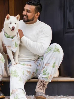Adult Men's Tee & Lounge Pant Pajama Set, Winter Cabin