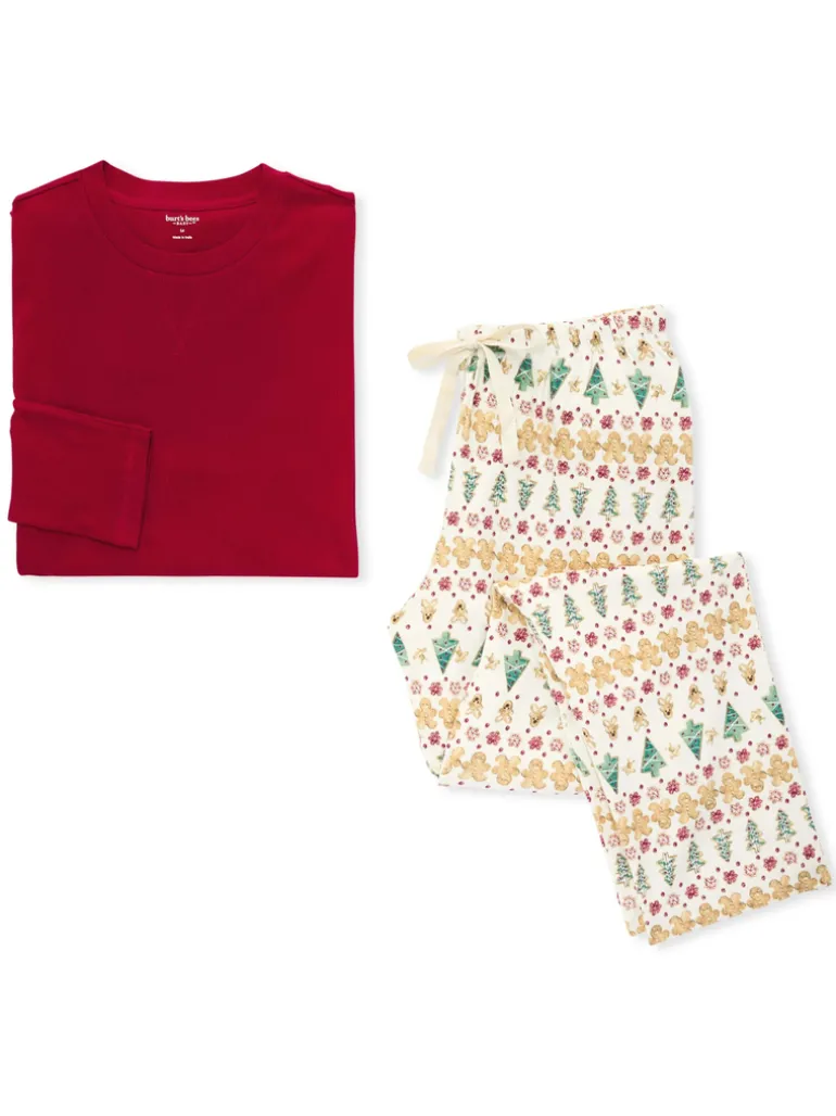 Adult Men's Tee & Lounge Pant Pajama Set, Gingerbread Fair Isle