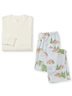 Adult Men's Tee & Lounge Pant Pajama Set, Winter Cabin
