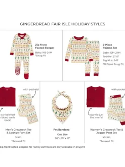 Adult Men's Tee & Lounge Pant Pajama Set, Gingerbread Fair Isle