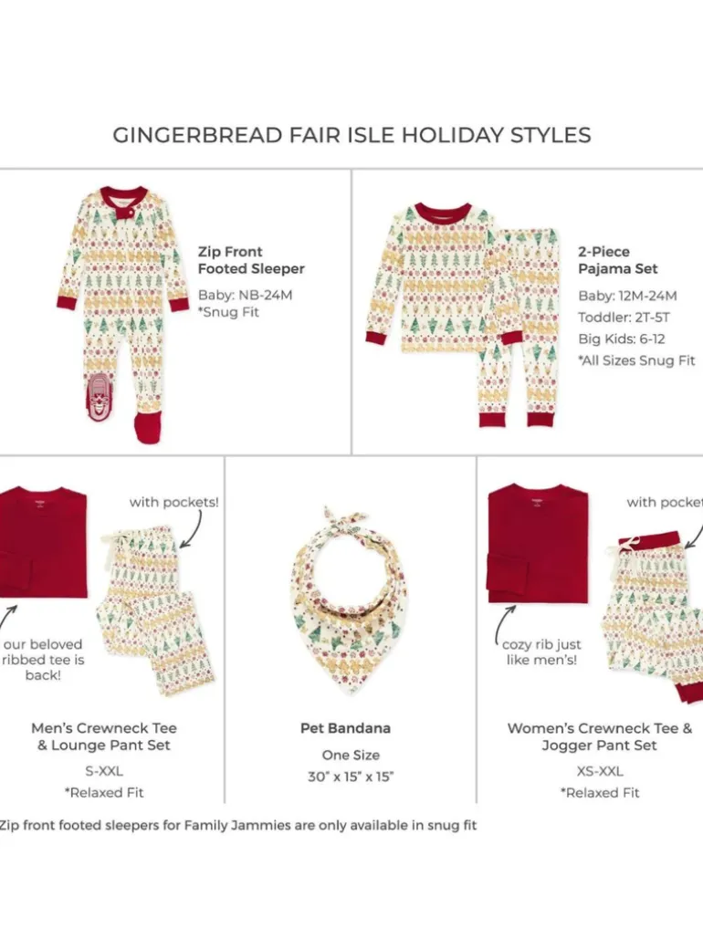 Adult Men's Tee & Lounge Pant Pajama Set, Gingerbread Fair Isle