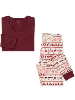 Adult Women's Pajama Set, Seasons Greetings Fair Isle