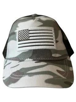American Flag Kids Trucker Hat, Battleship Green Camo