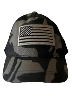 American Flag Kids Trucker Hat, Black Camo
