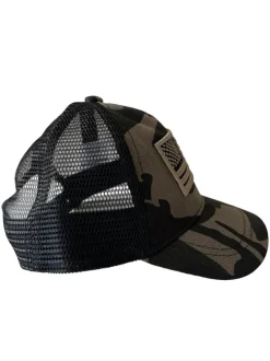 American Flag Kids Trucker Hat, Black Camo