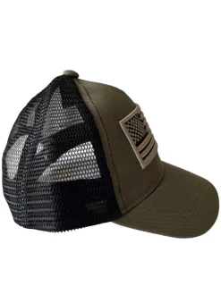 American Flag Kids Trucker Hat, Olive