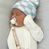 Baby's First Hat®, Baby Blue/Warm White Checkerboard