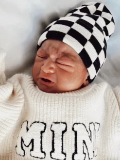 Baby's First Hat®, Black/Sand Checkerboard
