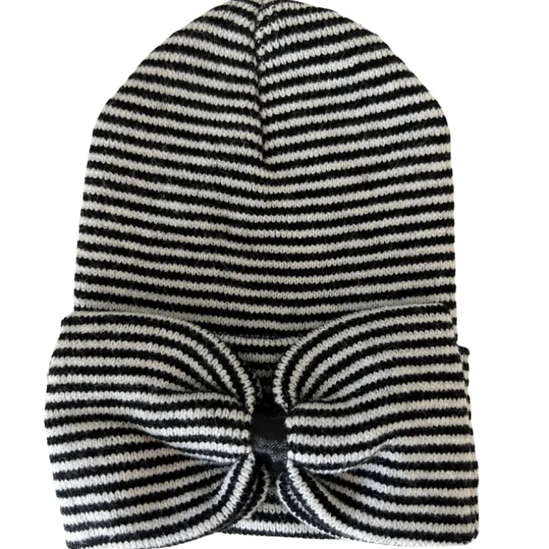 Baby's First Hat®, Black/White Stripe Bow