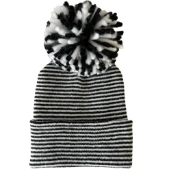 Baby's First Hat®, Black/White Stripe Pom