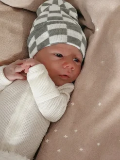 Baby's First Hat®, Fern/Warm White Checkerboard