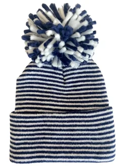 Baby's First Hat®, Navy/White Stripe Pom