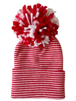 Baby's First Hat®, Red/White Stripe Pom