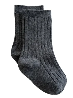 Basic Ribbed Socks, Charcoal