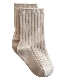 Basic Ribbed Socks, Cream