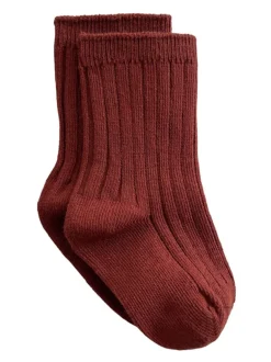 Basic Ribbed Socks, Dark Brown
