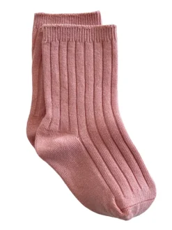 Basic Ribbed Socks, Dark Pink