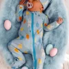 Basic 2-Way Zip Footie, Blue Easter Bunny