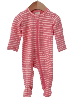 Basic Zipper Footie, Pink Stripe