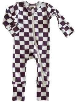 Berry Cheesecake Checkerboard / Organic 2-Way Zip Romper