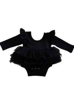 Black / Organic Long Sleeve Tutu Bodysuit