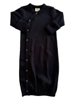 Black / Organic Ribbed Gown