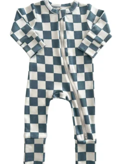 Blueberry Muffin Checkerboard / Organic 2-Way Zip Romper