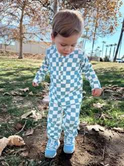 Blueberry Muffin Checkerboard / Organic Wells Top + Pant Set