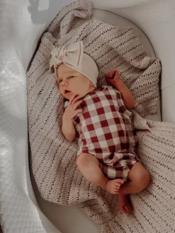Bubble Romper, Mulberry Plaid