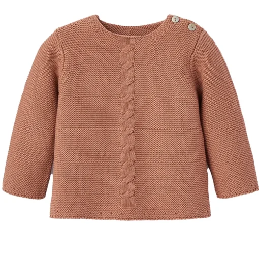 Cable Garter Knit Sweater, Rust
