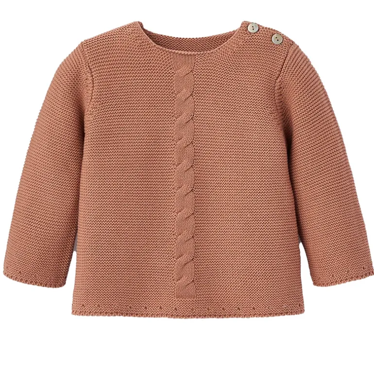 Cable Garter Knit Sweater, Rust