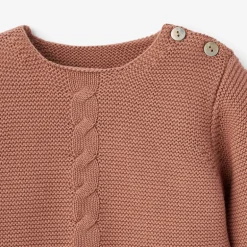 Cable Garter Knit Sweater, Rust