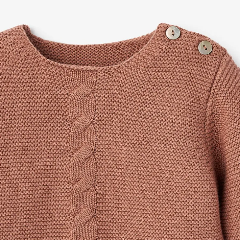 Cable Garter Knit Sweater, Rust