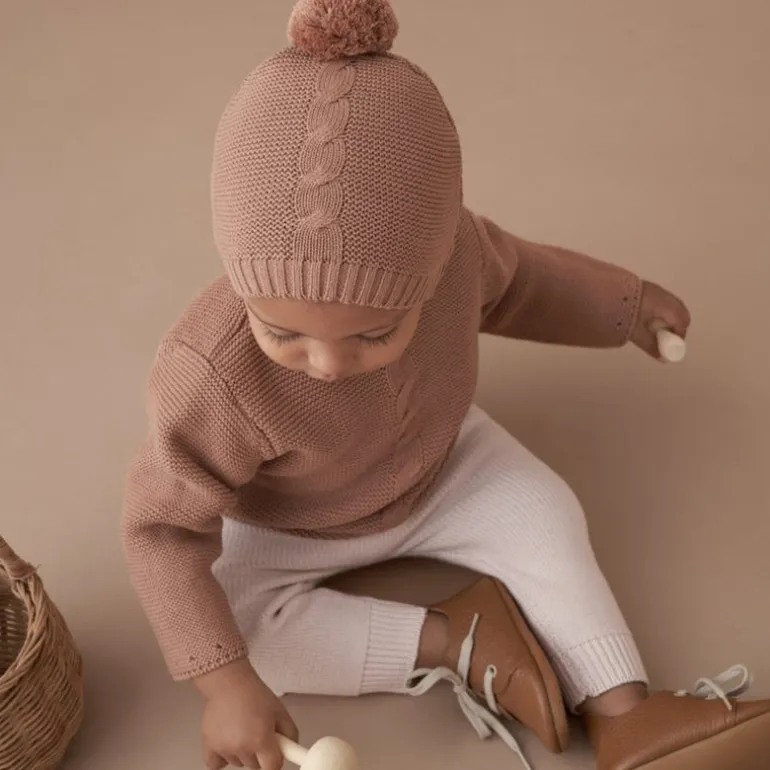 Cable Garter Knit Sweater, Rust