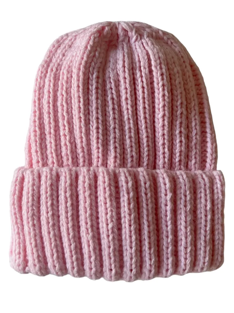 Chunky Knit Hat, Pink Sugar