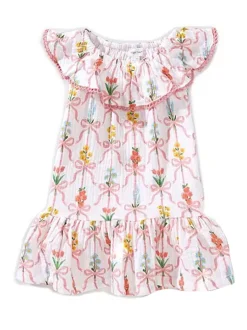 Circle Neck Ruffle Dress, Ribbon Bouquets
