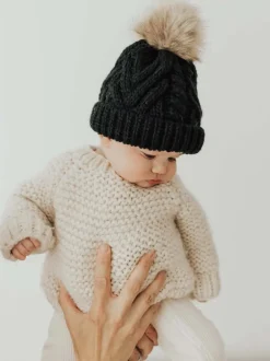 Crew Neck Garter Stitch Sweater, Natural