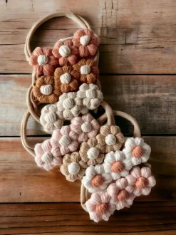 Crochet Flower Headband, Rose/Ivory
