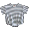 Dusty Blue Stripe / Organic Ribbed T-Shirt Bubble