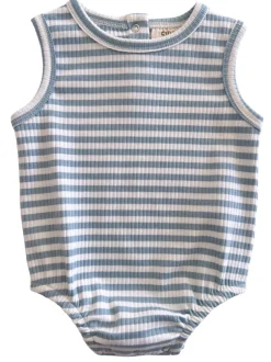 Dusty Blue Stripe / Organic Ribbed Dune Bubble