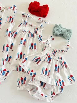Firecrackers / Organic Smocked Jumpsuit
