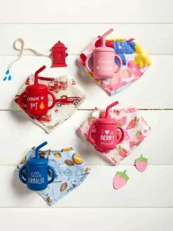 Floral Bib & Silicone Cup Set