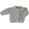 Garter Stitch Cardigan Sweater, Ice Grey