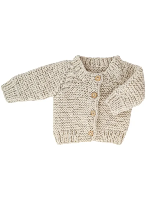 Garter Stitch Cardigan Sweater, Natural