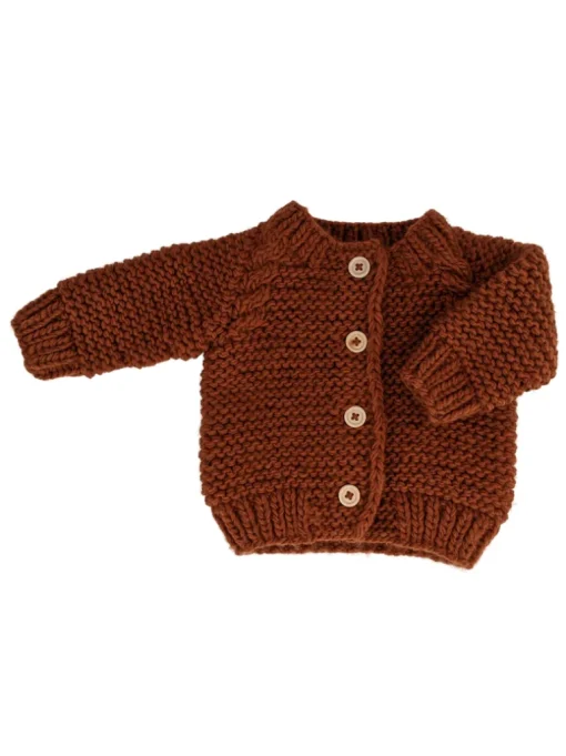 Garter Stitch Cardigan Sweater, Chili