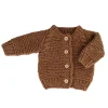 Garter Stitch Cardigan Sweater, Pecan